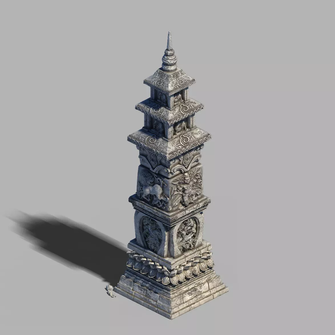 Temple-stone-tower-decoration buddhist pagoda - buddhist pagoda 3D model_0