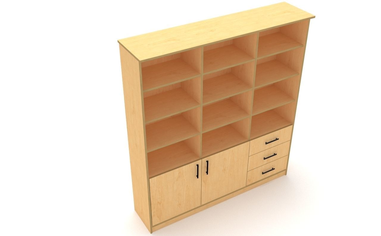 bookshelf 3 cover2 drawer3 plywood Low-poly 3D model_10