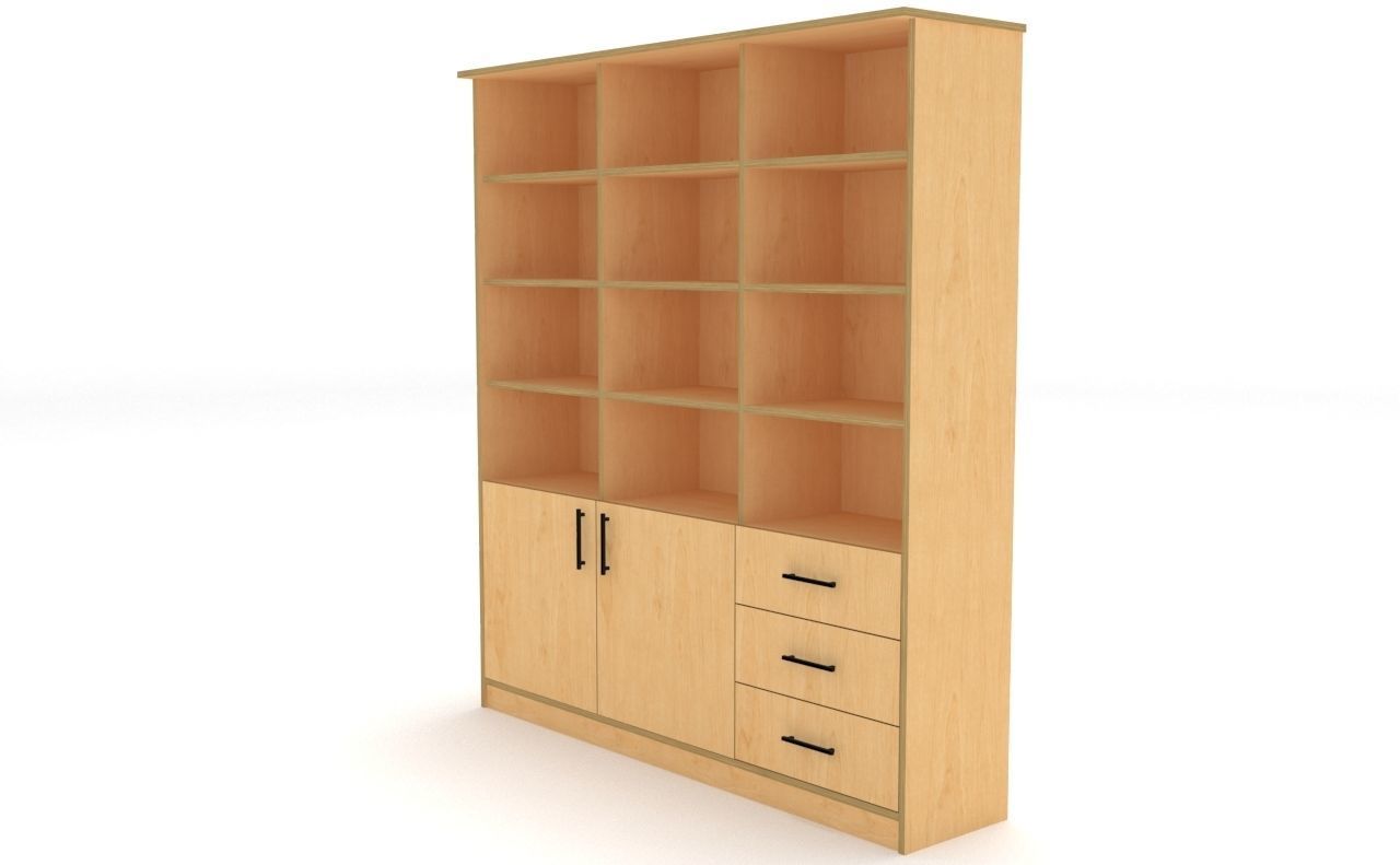 bookshelf 3 cover2 drawer3 plywood Low-poly 3D model_7