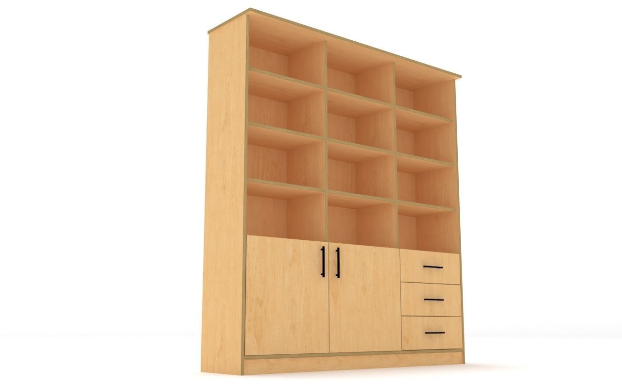 bookshelf 3 cover2 drawer3 plywood Low-poly 3D model_18