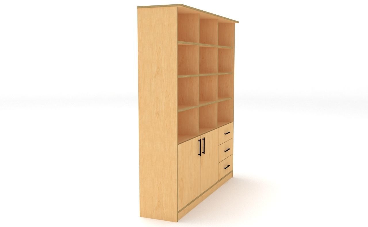 bookshelf 3 cover2 drawer3 plywood Low-poly 3D model_4