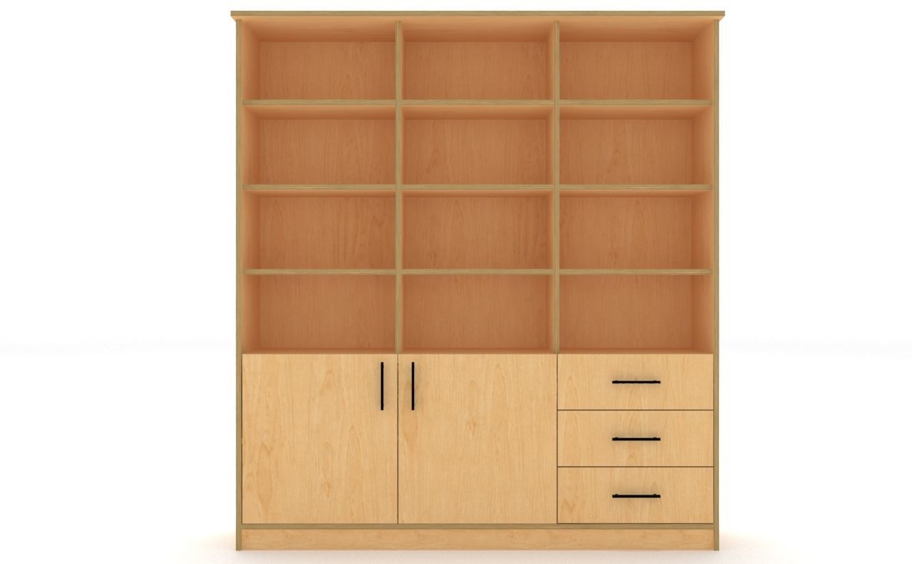 bookshelf 3 cover2 drawer3 plywood Low-poly 3D model_1