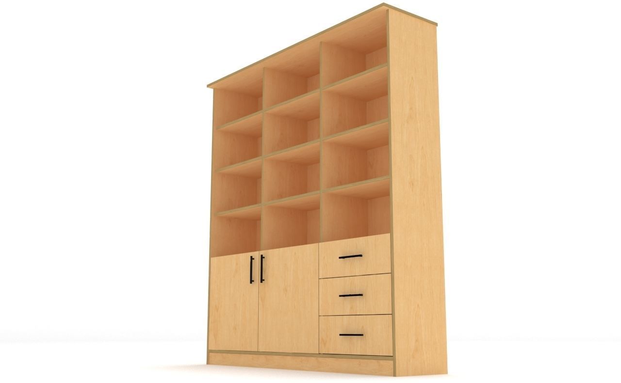 bookshelf 3 cover2 drawer3 plywood Low-poly 3D model_17