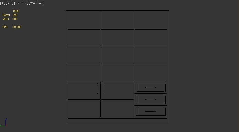 bookshelf 3 cover2 drawer3 plywood Low-poly 3D model_24