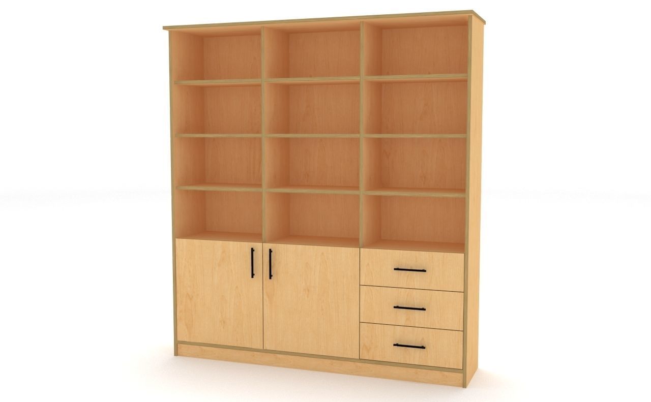 bookshelf 3 cover2 drawer3 plywood Low-poly 3D model_5