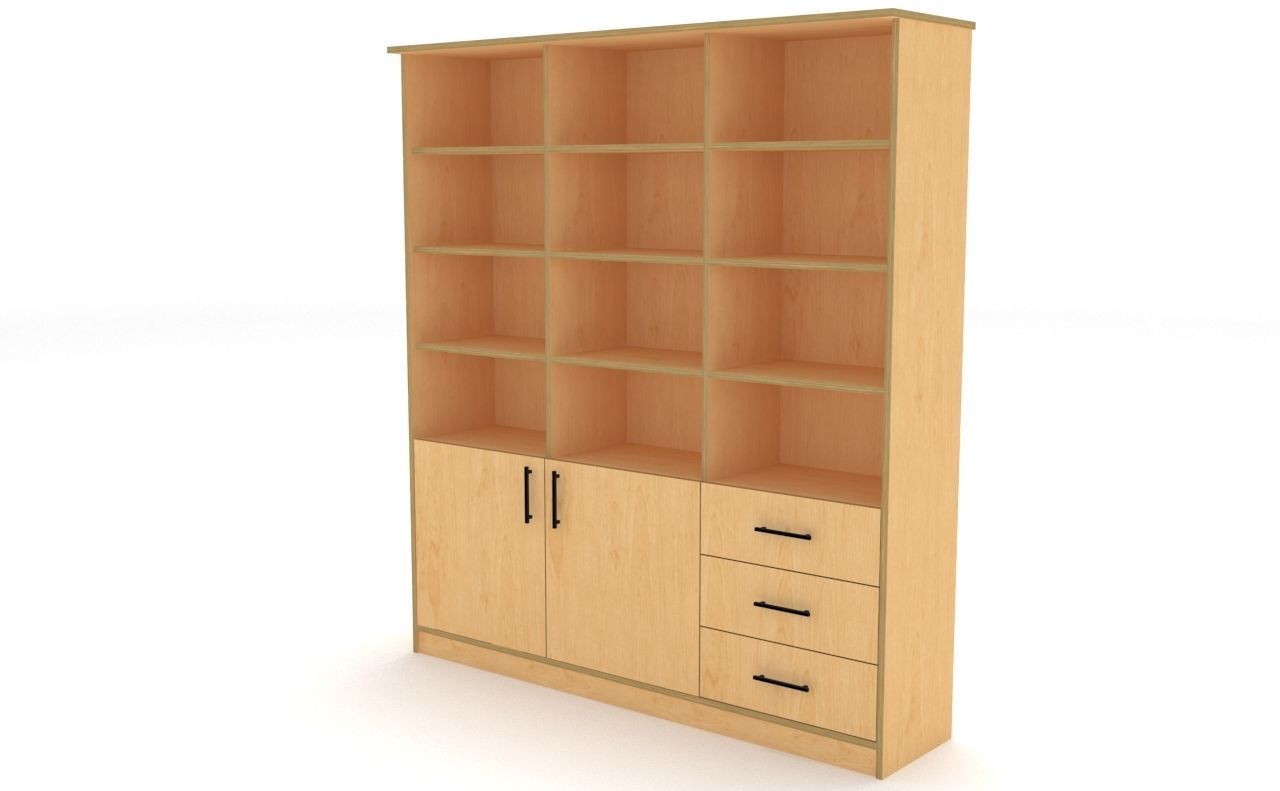 bookshelf 3 cover2 drawer3 plywood Low-poly 3D model_6