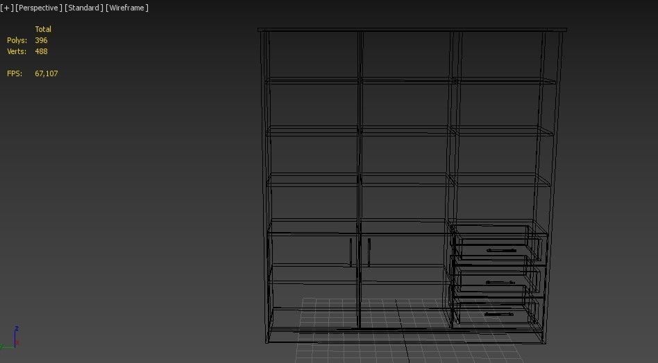 bookshelf 3 cover2 drawer3 plywood Low-poly 3D model_21