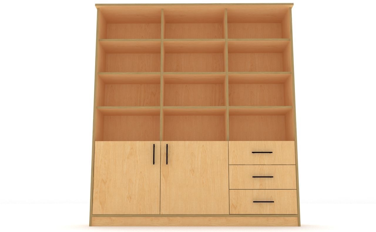 bookshelf 3 cover2 drawer3 plywood Low-poly 3D model_16