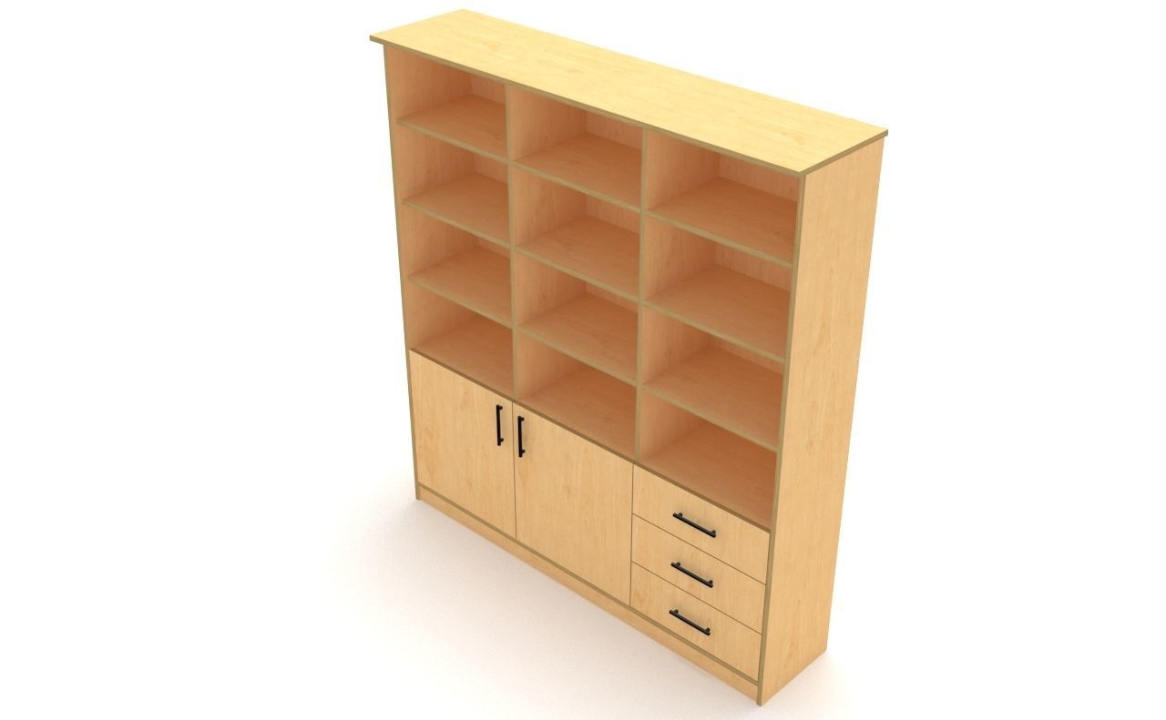 bookshelf 3 cover2 drawer3 plywood Low-poly 3D model_11