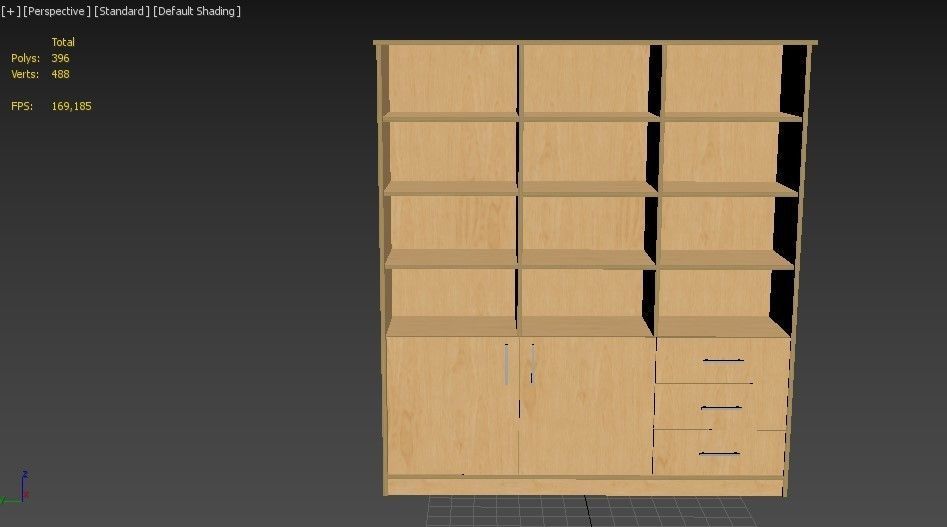 bookshelf 3 cover2 drawer3 plywood Low-poly 3D model_19