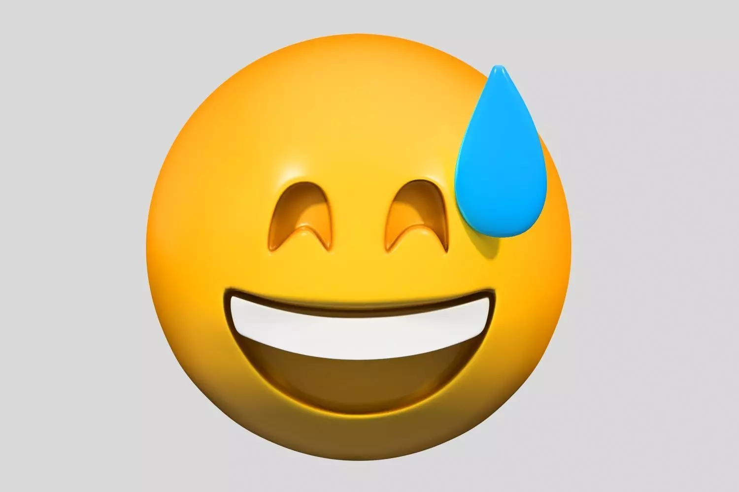Emoji Grinning Face with Sweat 3D model_0