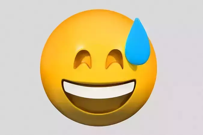 Emoji Grinning Face with Sweat 3D model