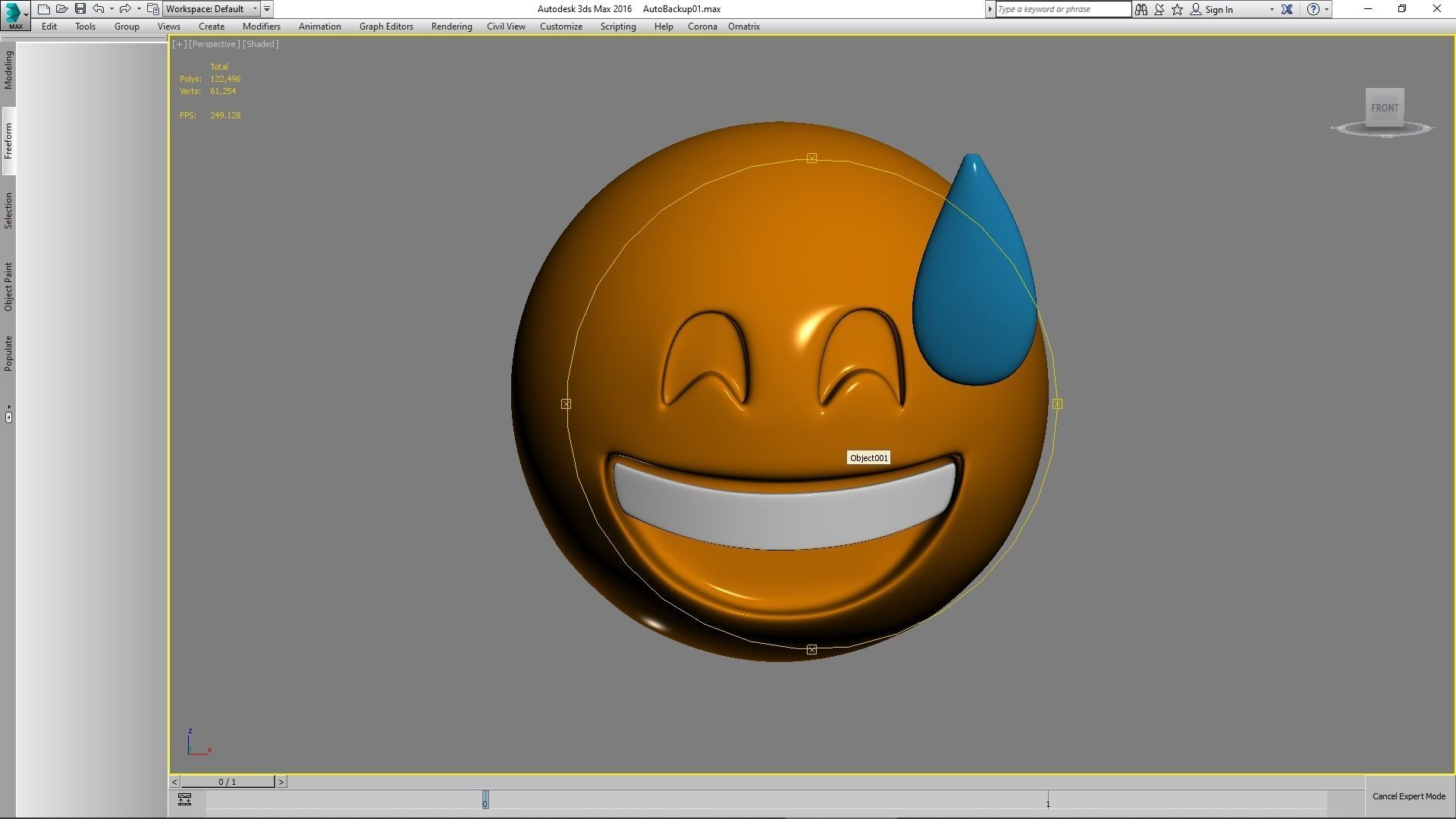 Emoji Grinning Face with Sweat 3D model_3
