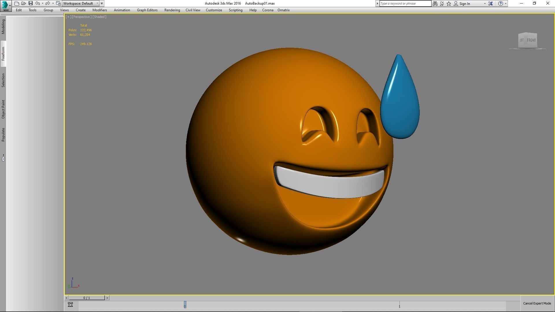 Emoji Grinning Face with Sweat 3D model_2