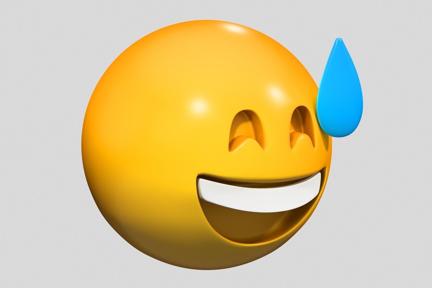 Emoji Grinning Face with Sweat 3D model_1
