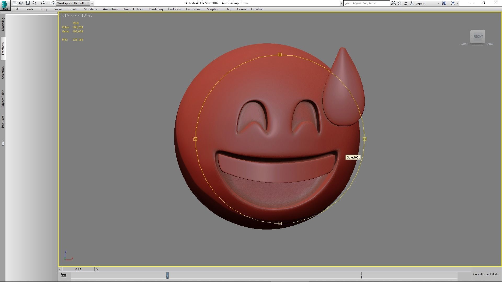 Emoji Grinning Face with Sweat 3D model_9