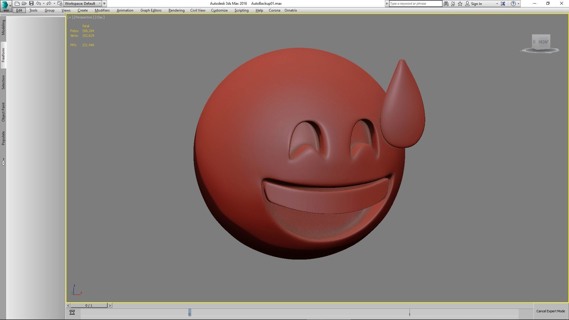Emoji Grinning Face with Sweat 3D model_10