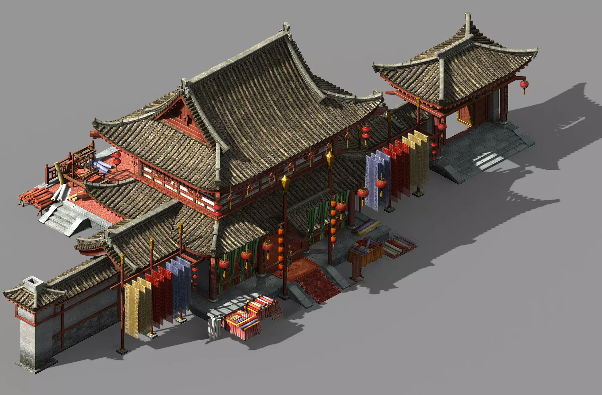 Song Dynasty-Silk Workshop-Main Gate Main Building 3D model_0