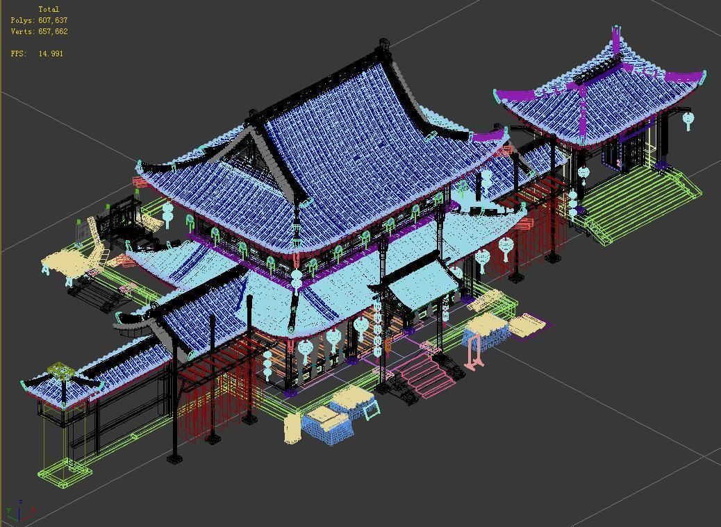 Song Dynasty-Silk Workshop-Main Gate Main Building 3D model_4