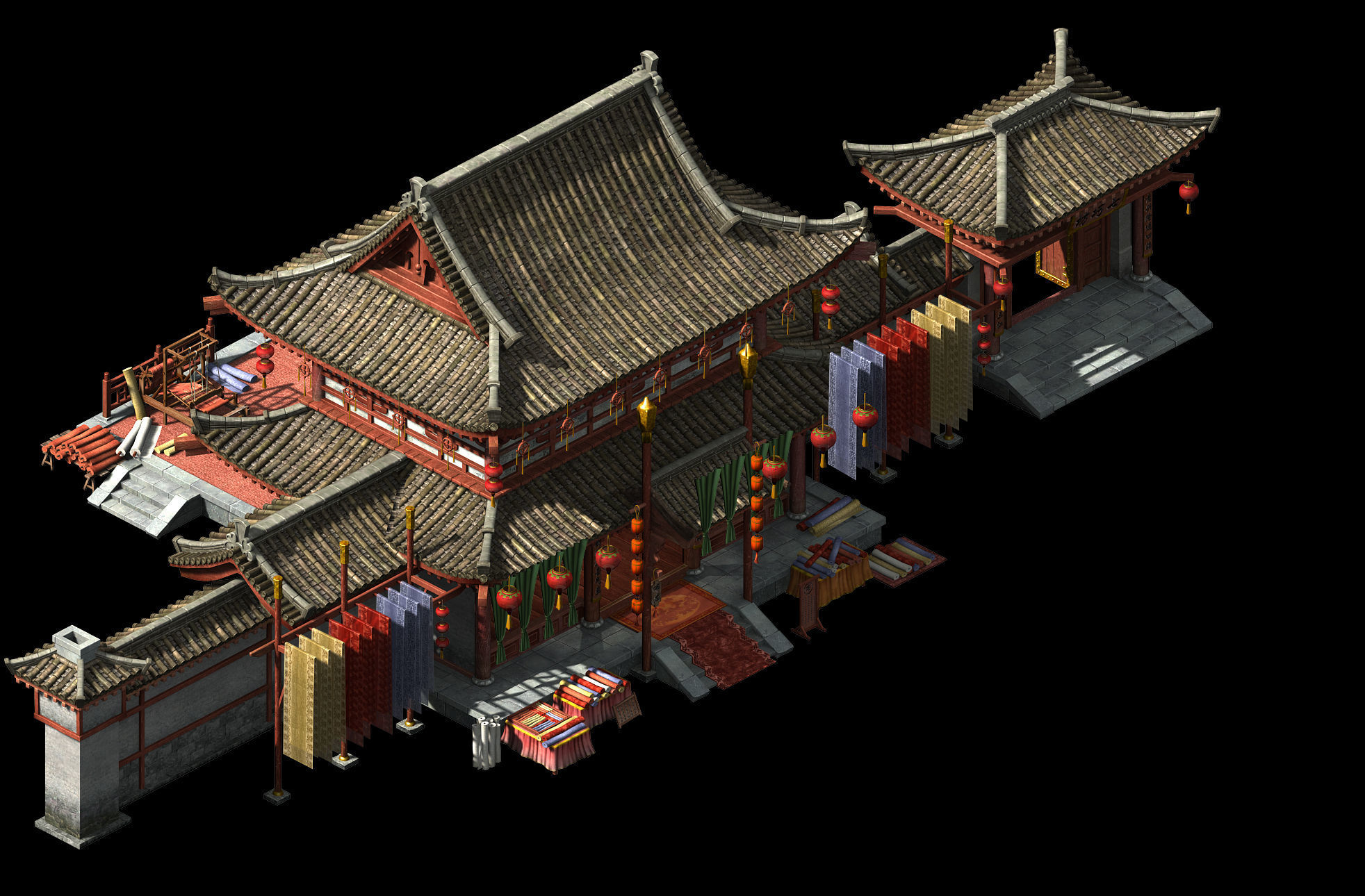 Song Dynasty-Silk Workshop-Main Gate Main Building 3D model_1