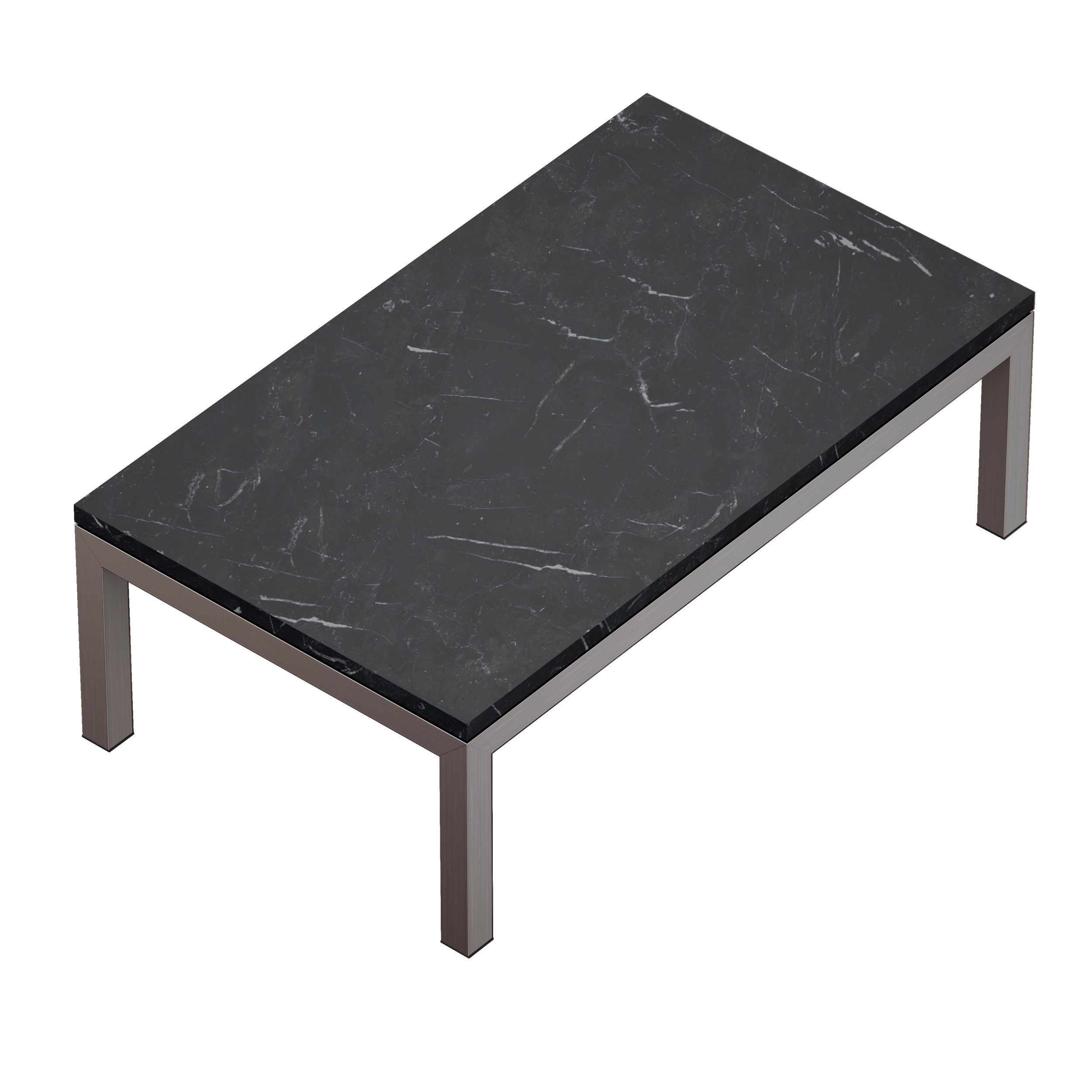 Parsons Black Marble Steel Small Rectangular Coffee Table 3D model_3
