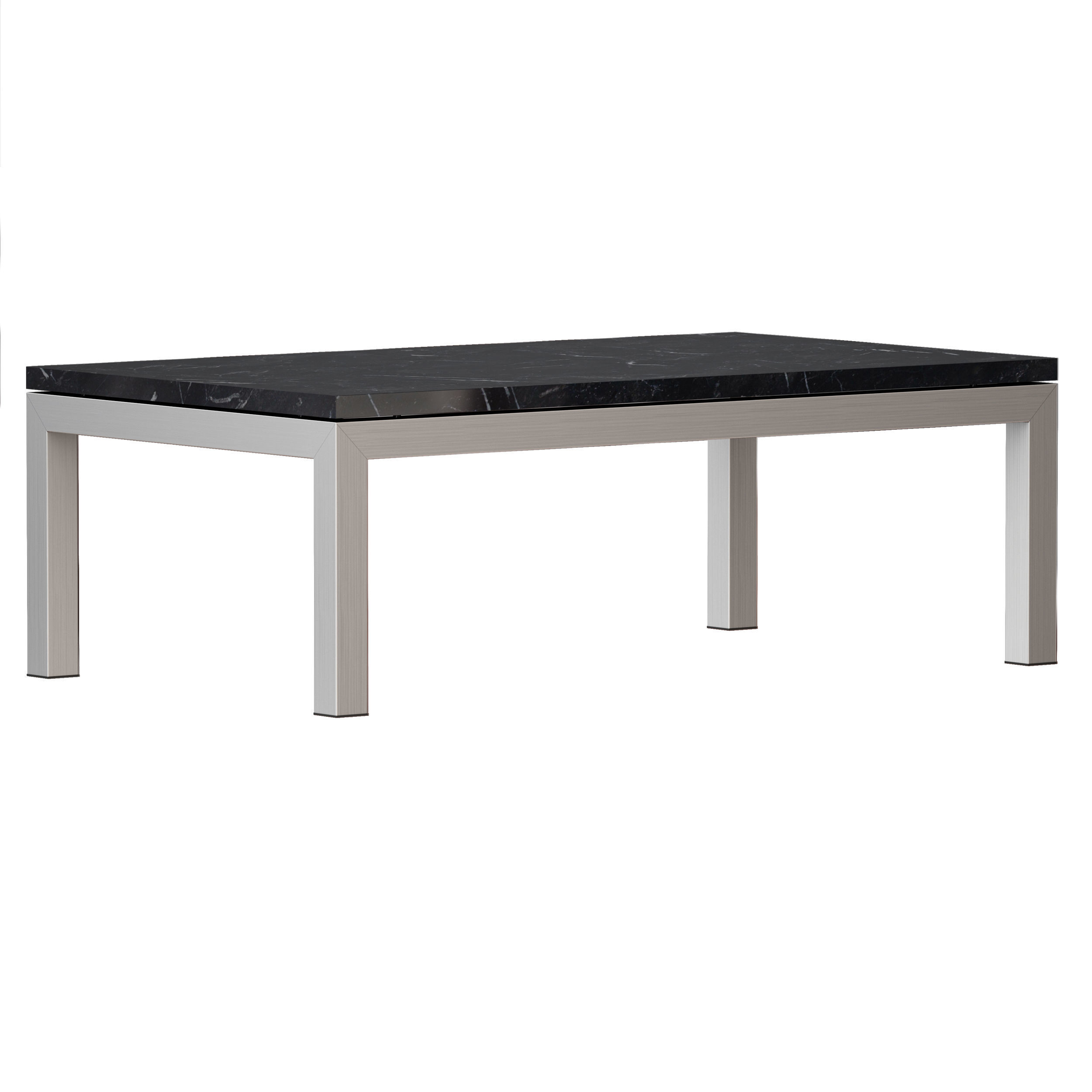 Parsons Black Marble Steel Small Rectangular Coffee Table 3D model_2
