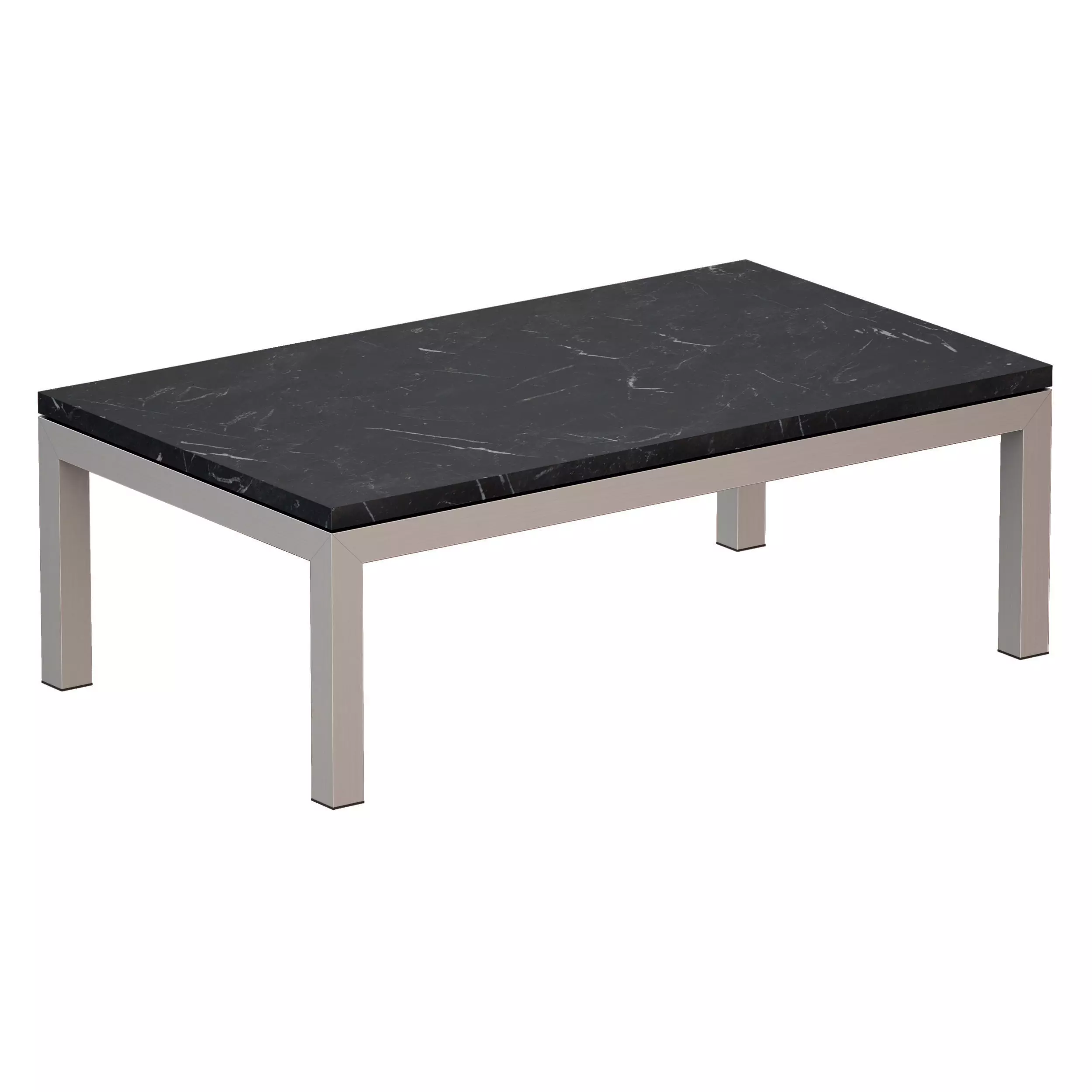 Parsons Black Marble Steel Small Rectangular Coffee Table 3D model_0