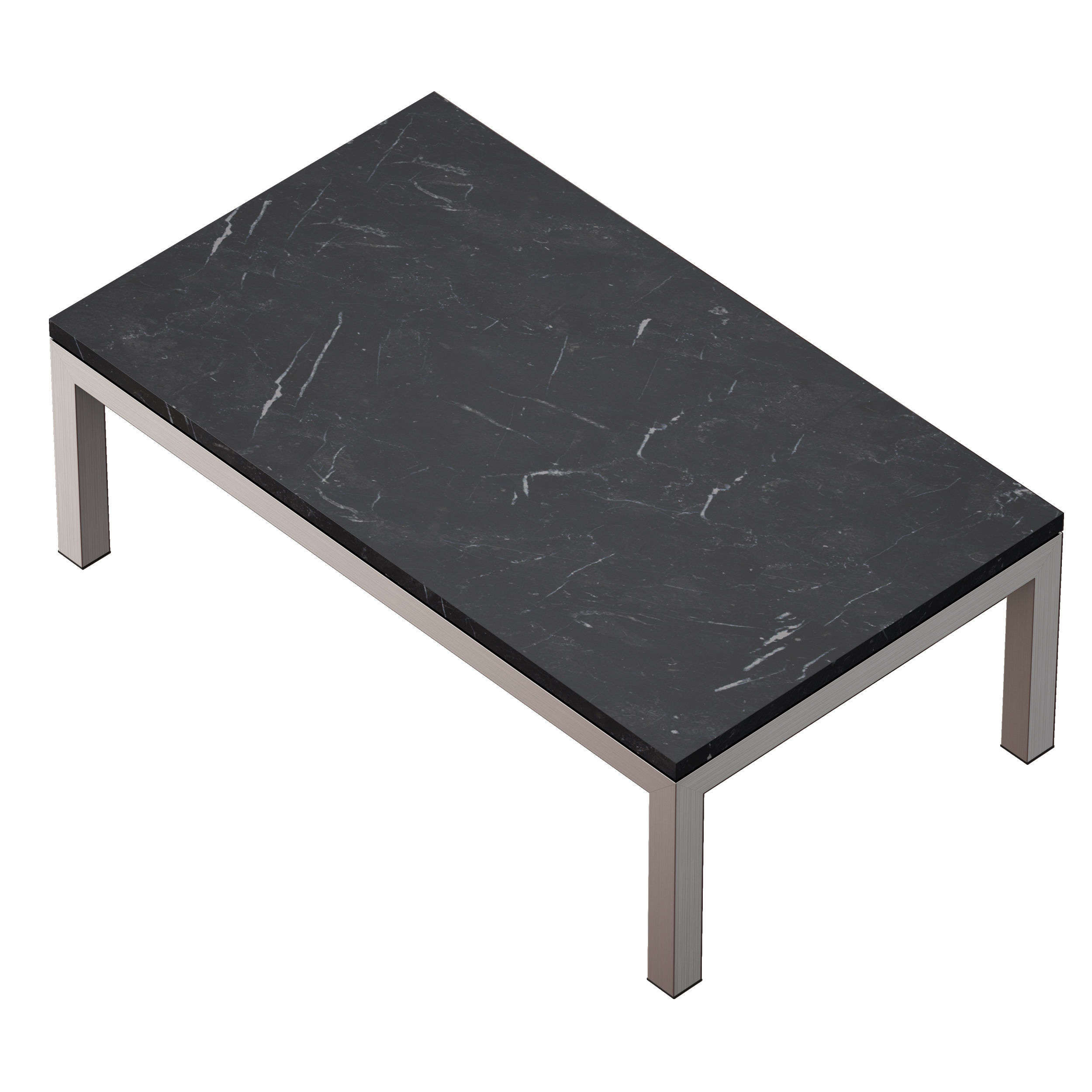 Parsons Black Marble Steel Small Rectangular Coffee Table 3D model_4
