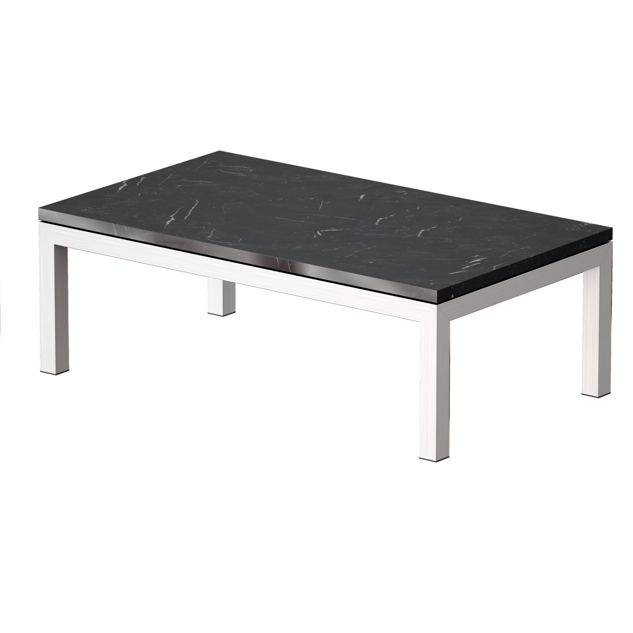 Parsons Black Marble Steel Small Rectangular Coffee Table 3D model_1