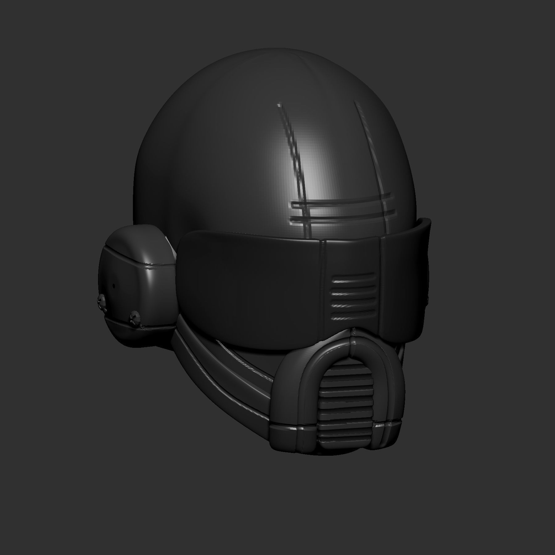 helmet high poly sculpt 3d printable 3D model_3