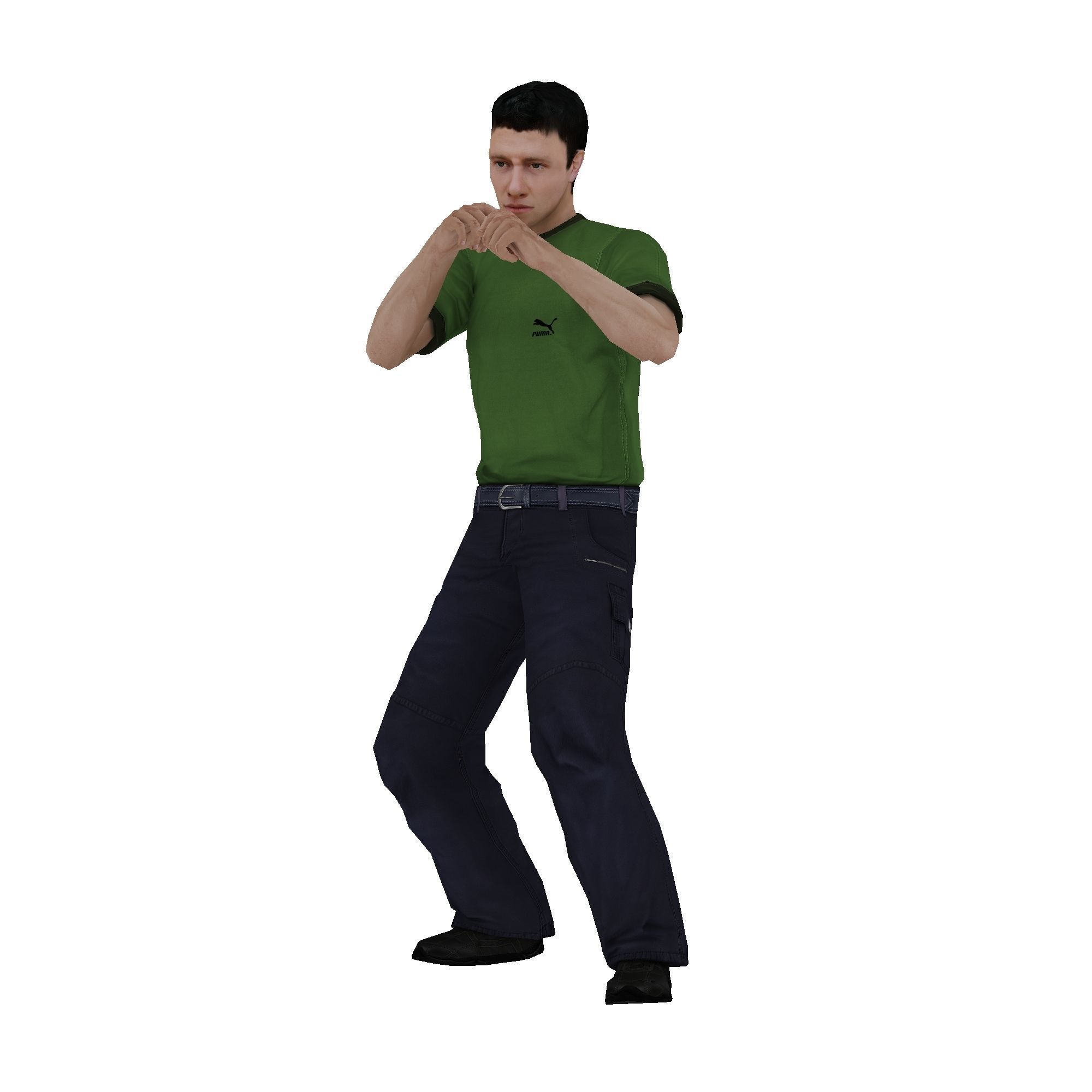 MAN 1 in shirt and pants Low-poly 3D model_7