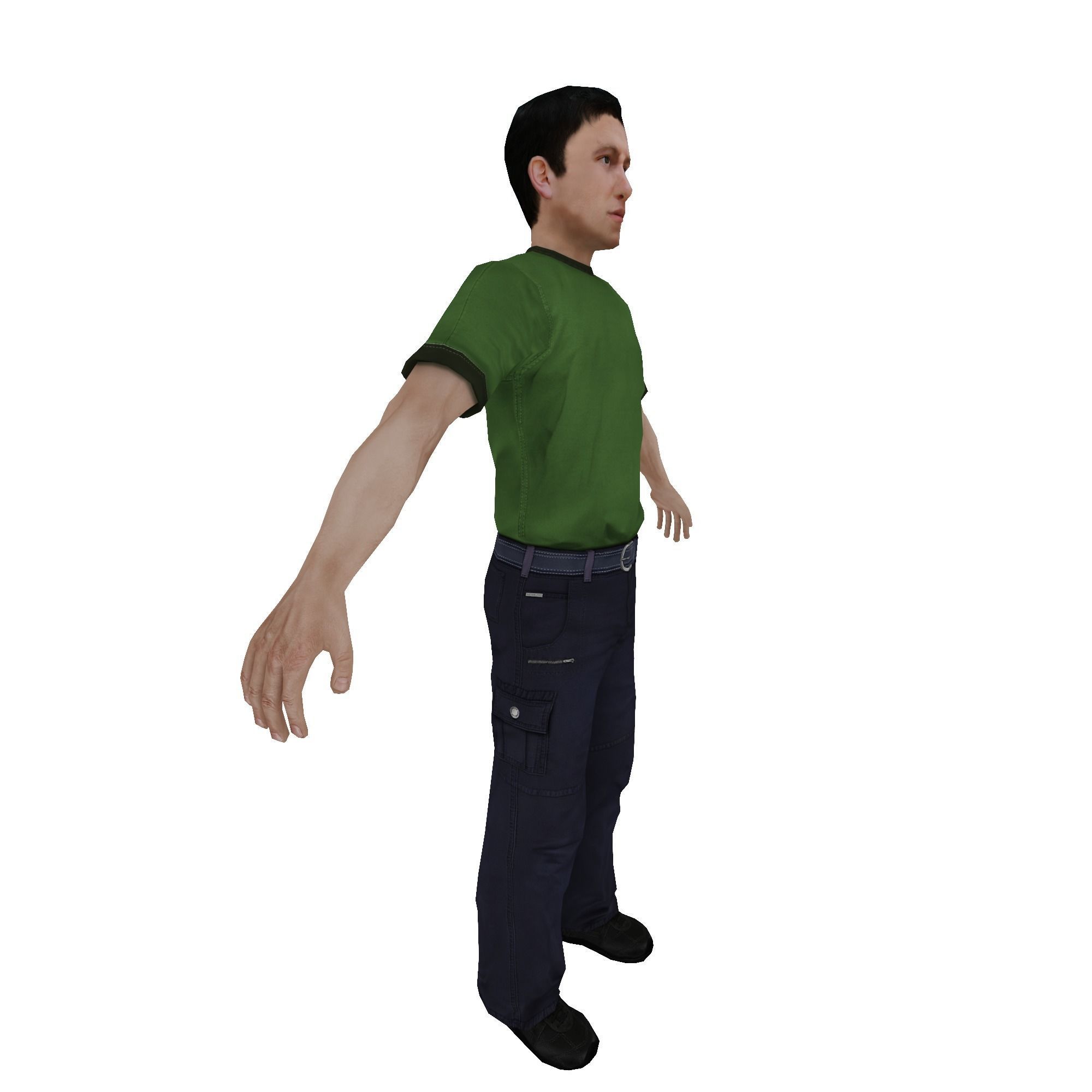 MAN 1 in shirt and pants Low-poly 3D model_4
