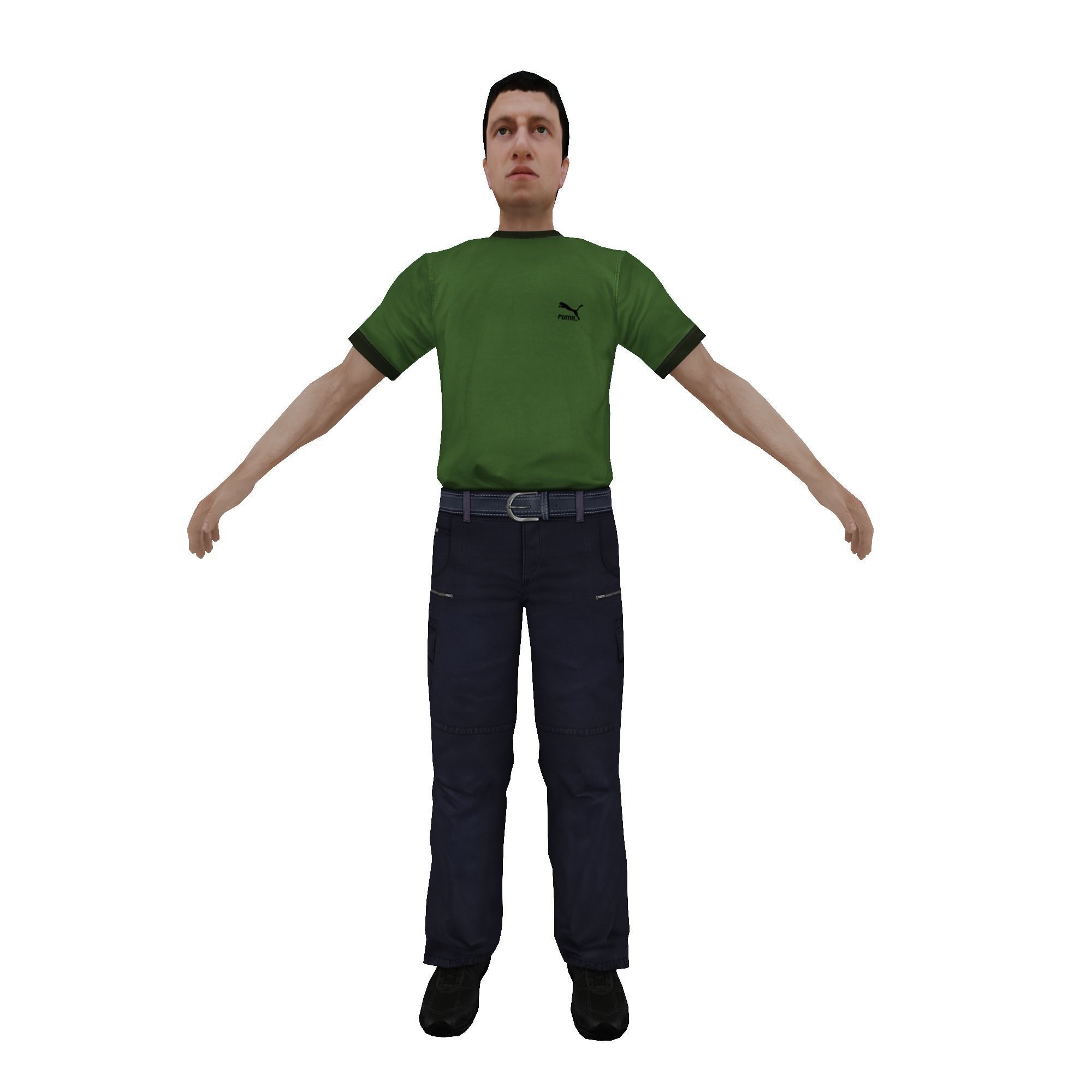 MAN 1 in shirt and pants Low-poly 3D model_12