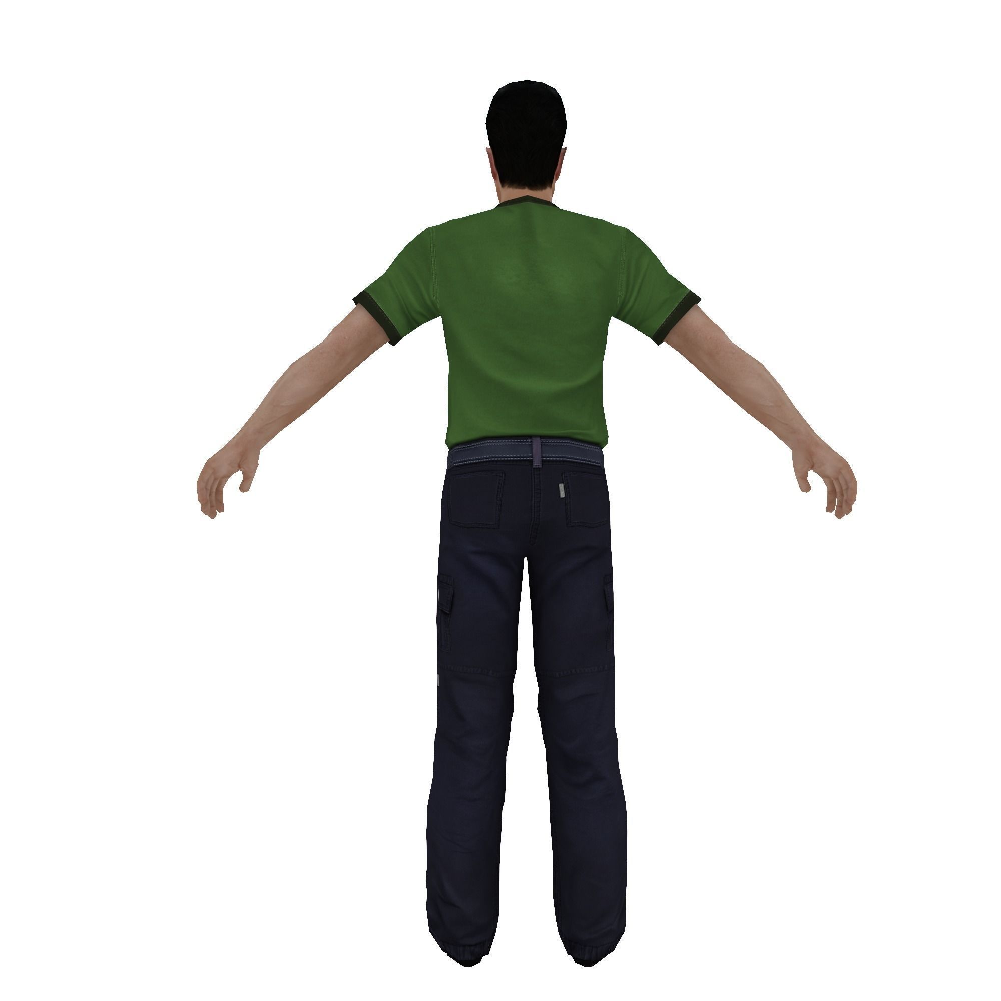 MAN 1 in shirt and pants Low-poly 3D model_3