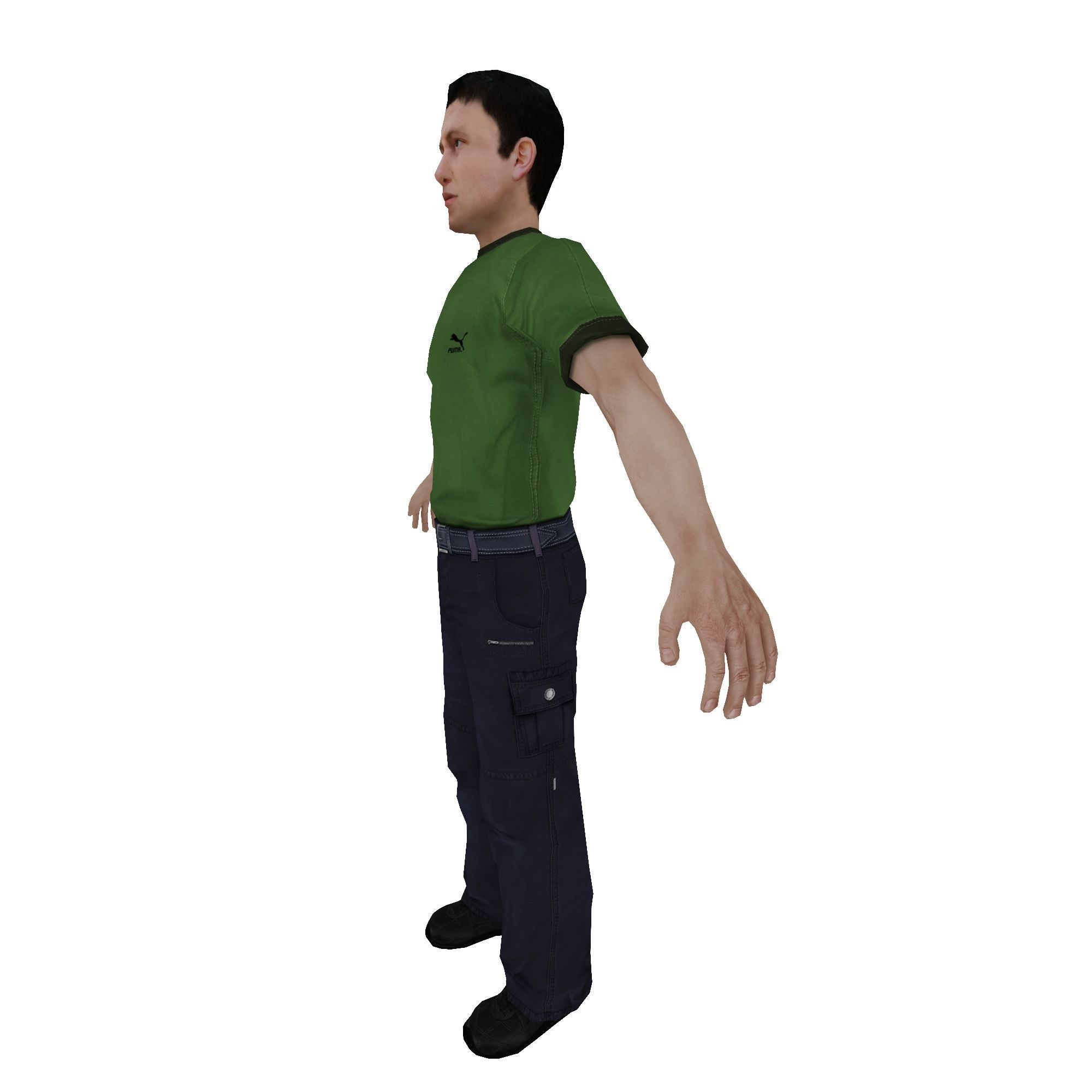 MAN 1 in shirt and pants Low-poly 3D model_11