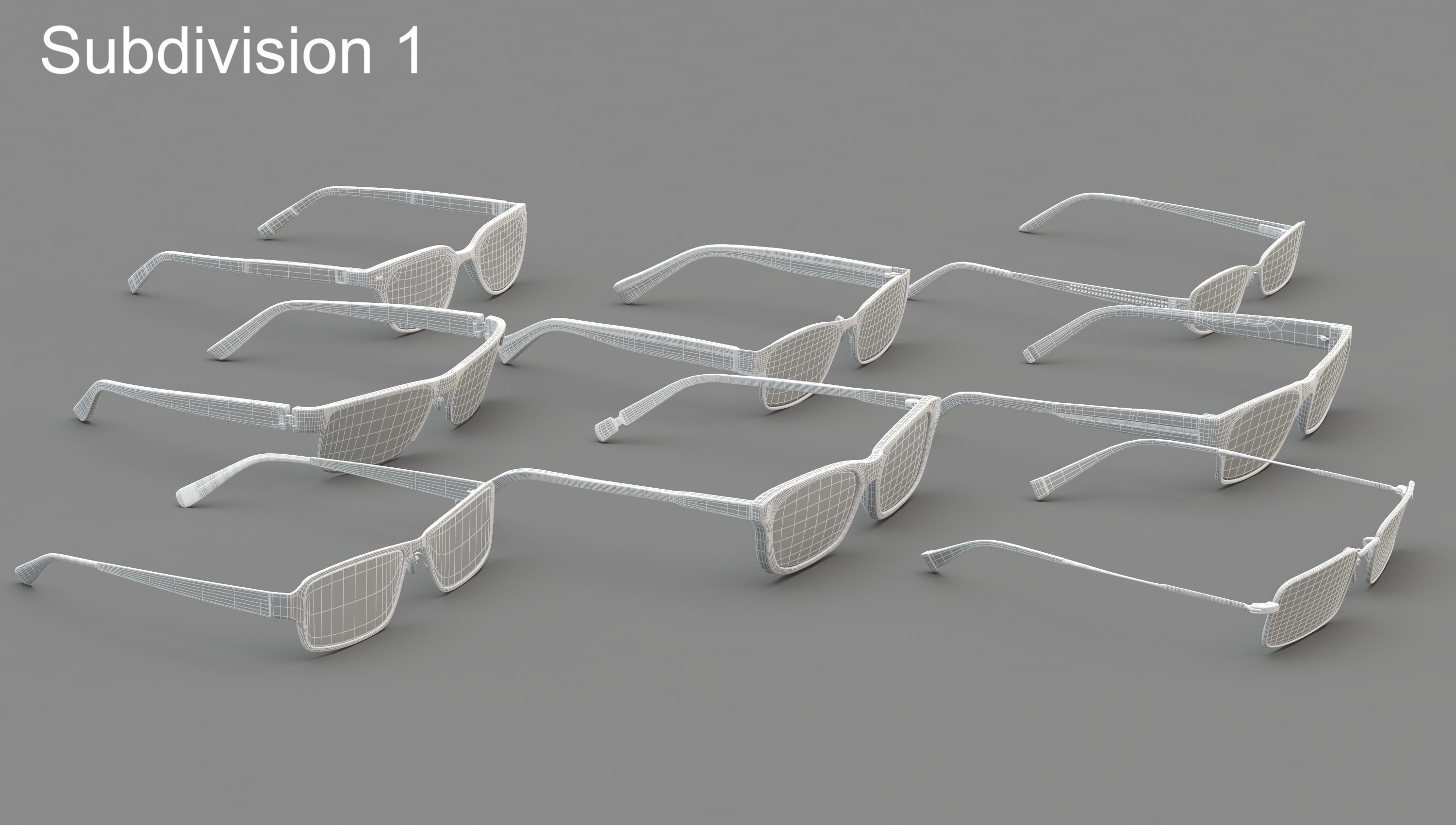 Glasses Set Low-poly 3D model_20