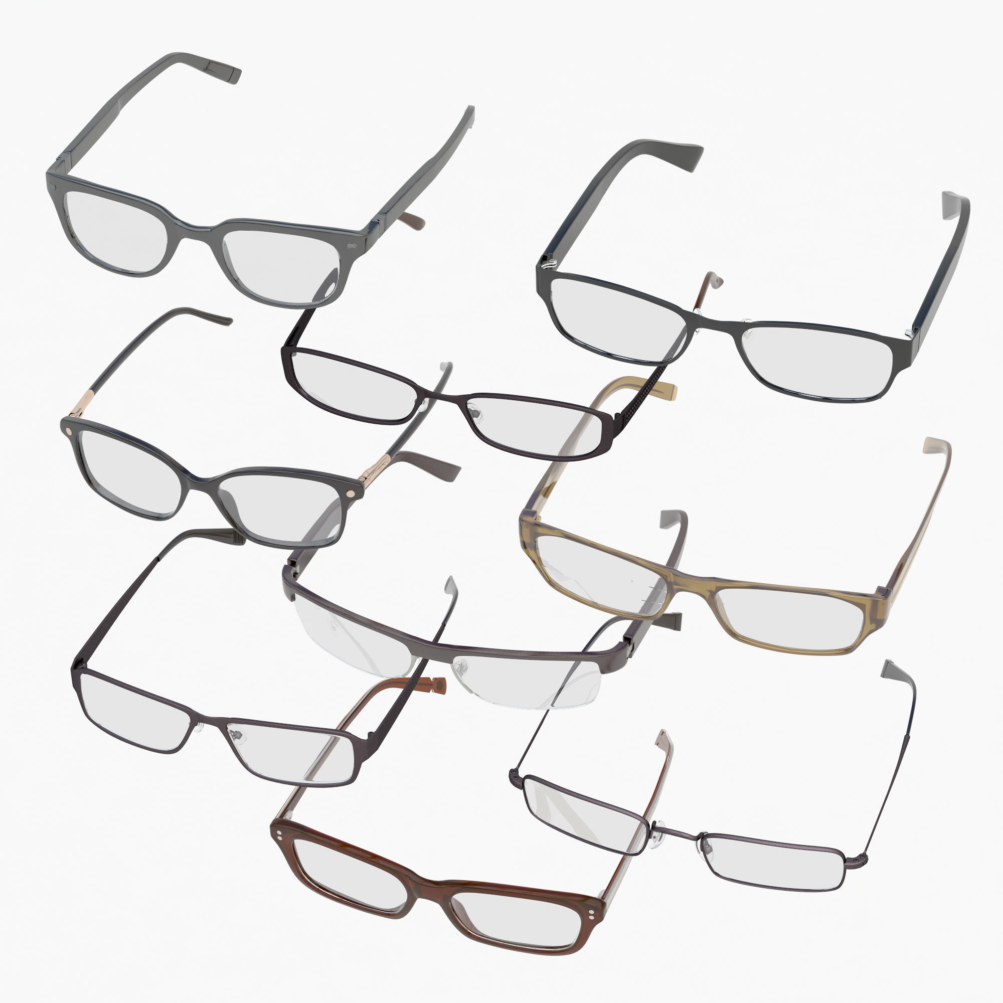 Glasses Set Low-poly 3D model_10