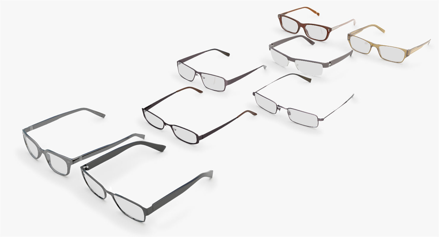 Glasses Set Low-poly 3D model_9