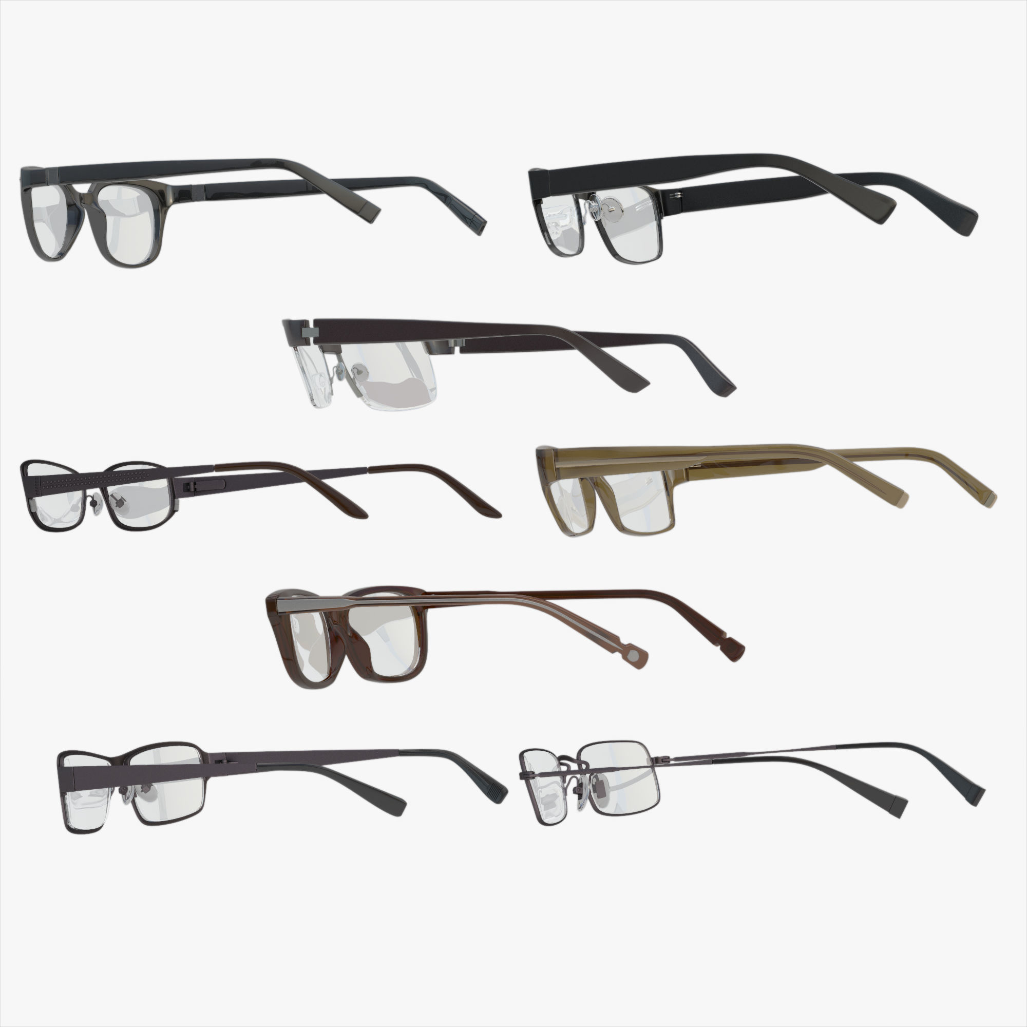 Glasses Set Low-poly 3D model_5