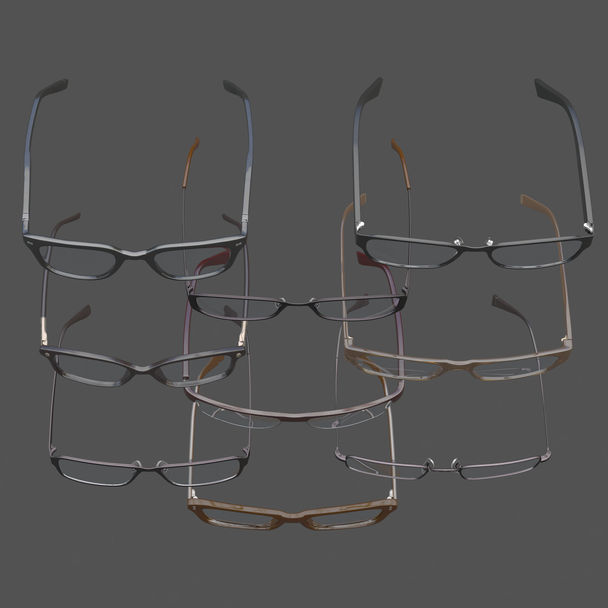 Glasses Set Low-poly 3D model_12