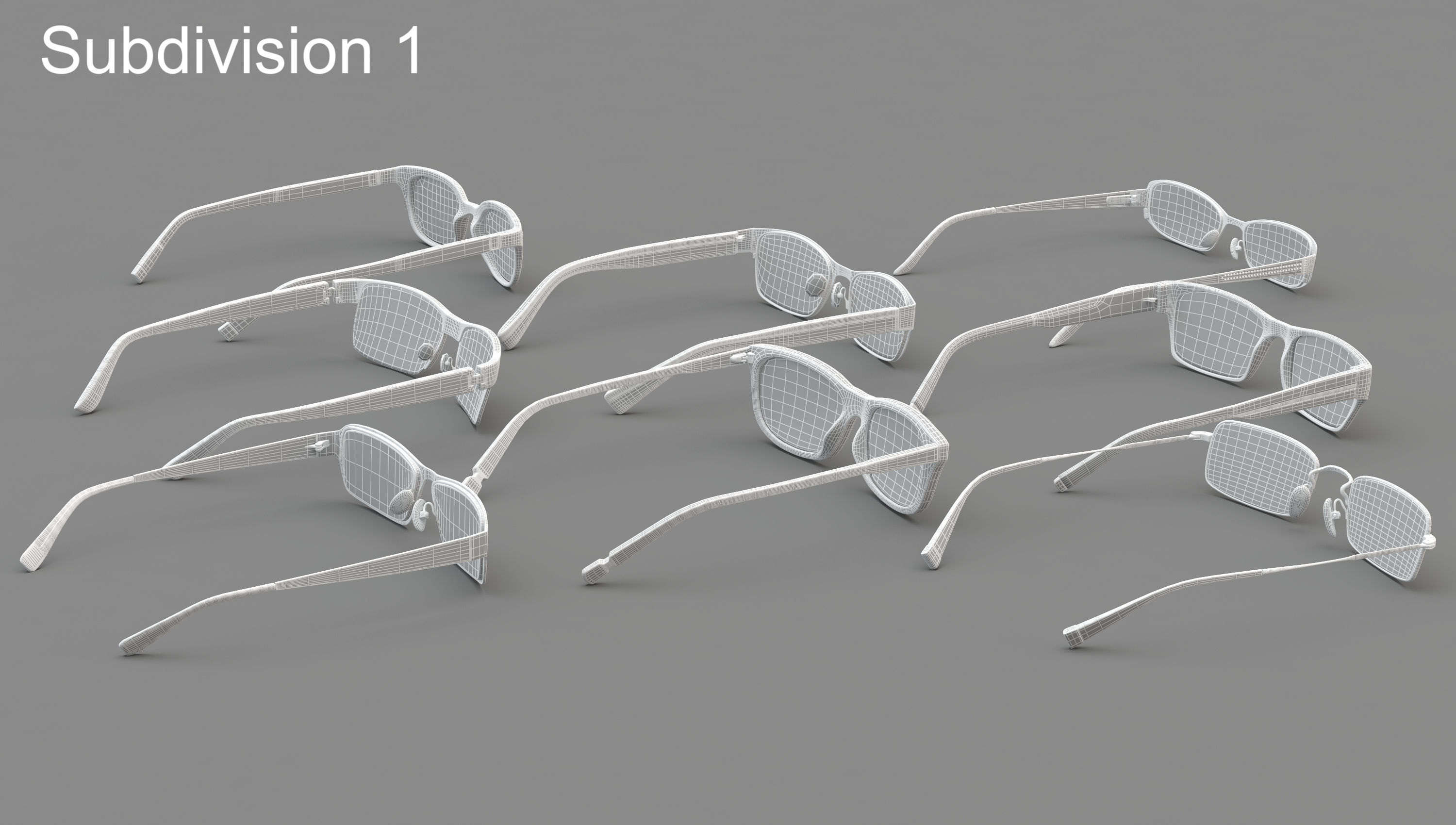Glasses Set Low-poly 3D model_21