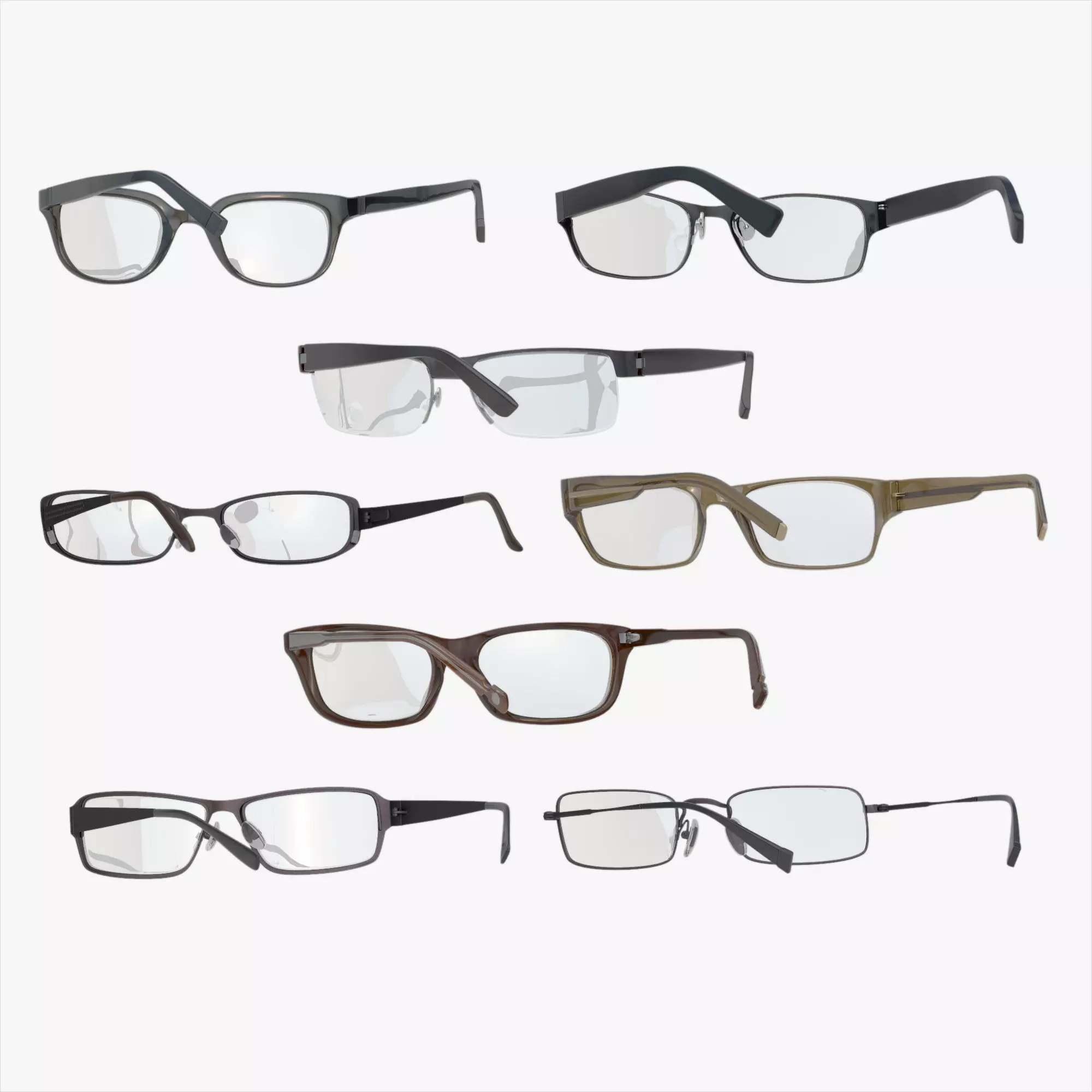 Glasses Set Low-poly 3D model_0