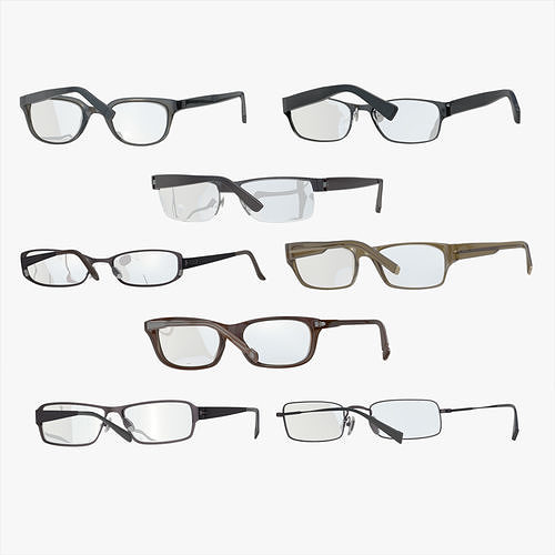 Glasses Set Low-poly 3D model