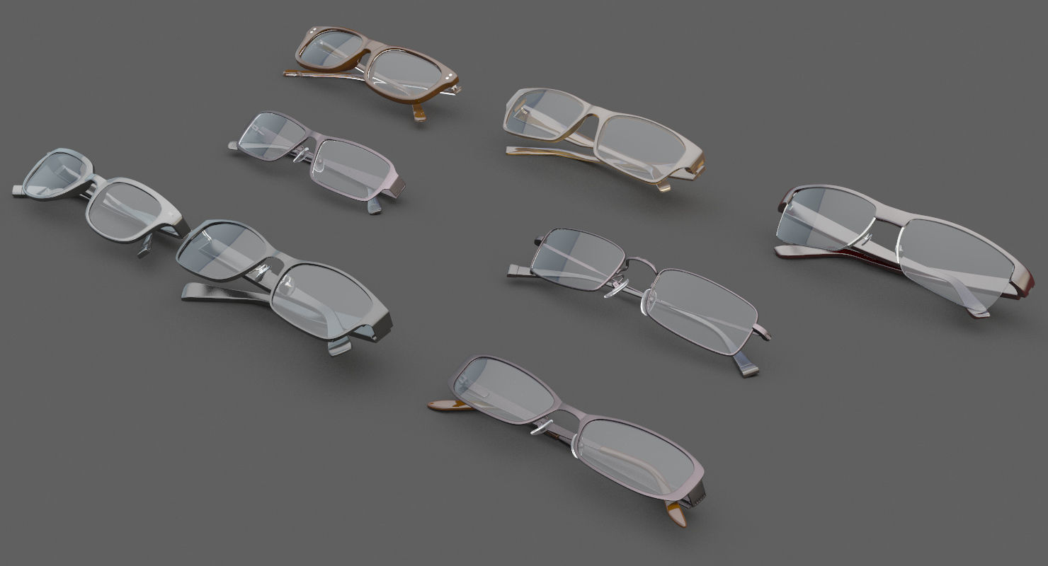 Glasses Set Low-poly 3D model_13