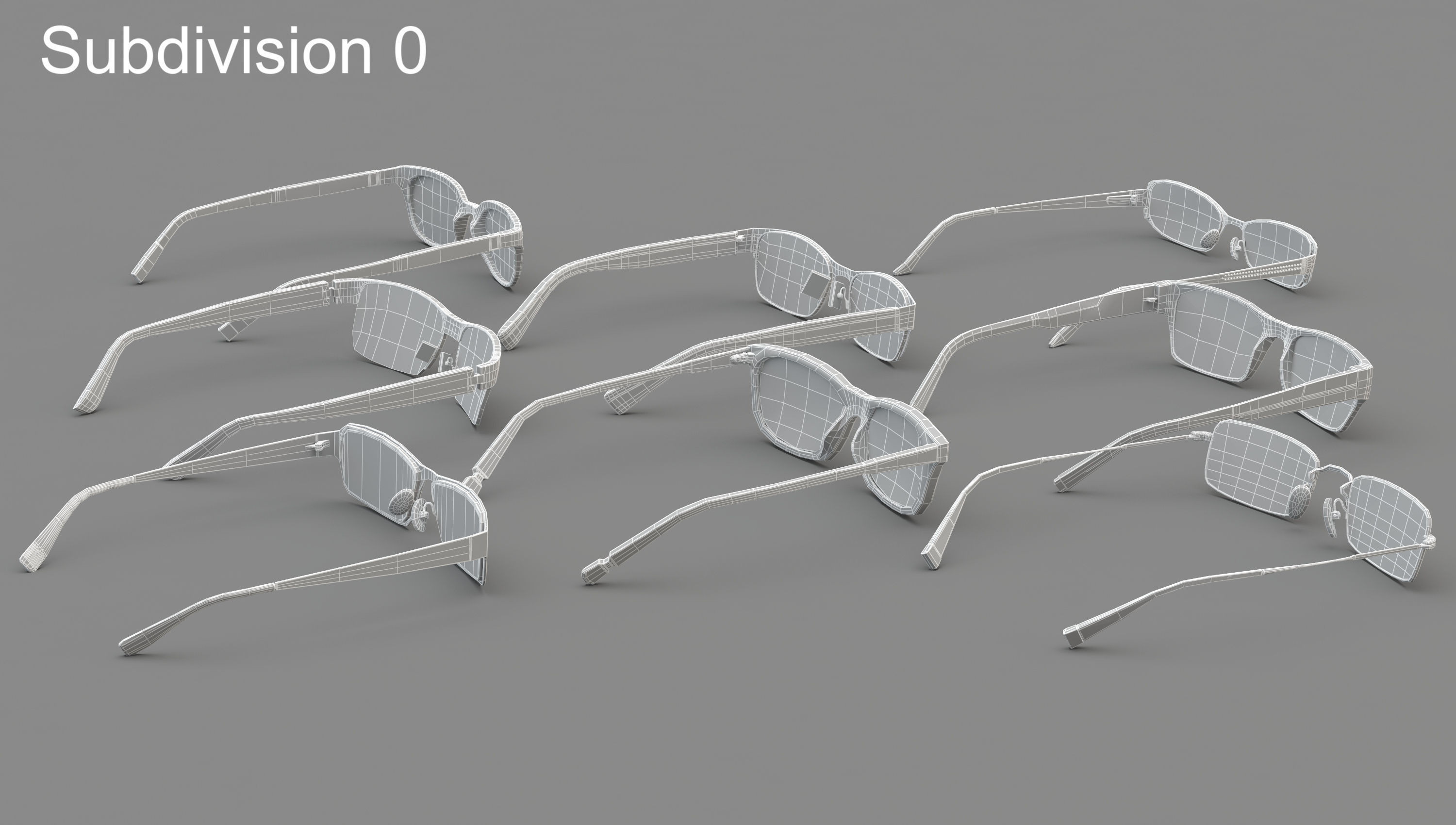 Glasses Set Low-poly 3D model_18