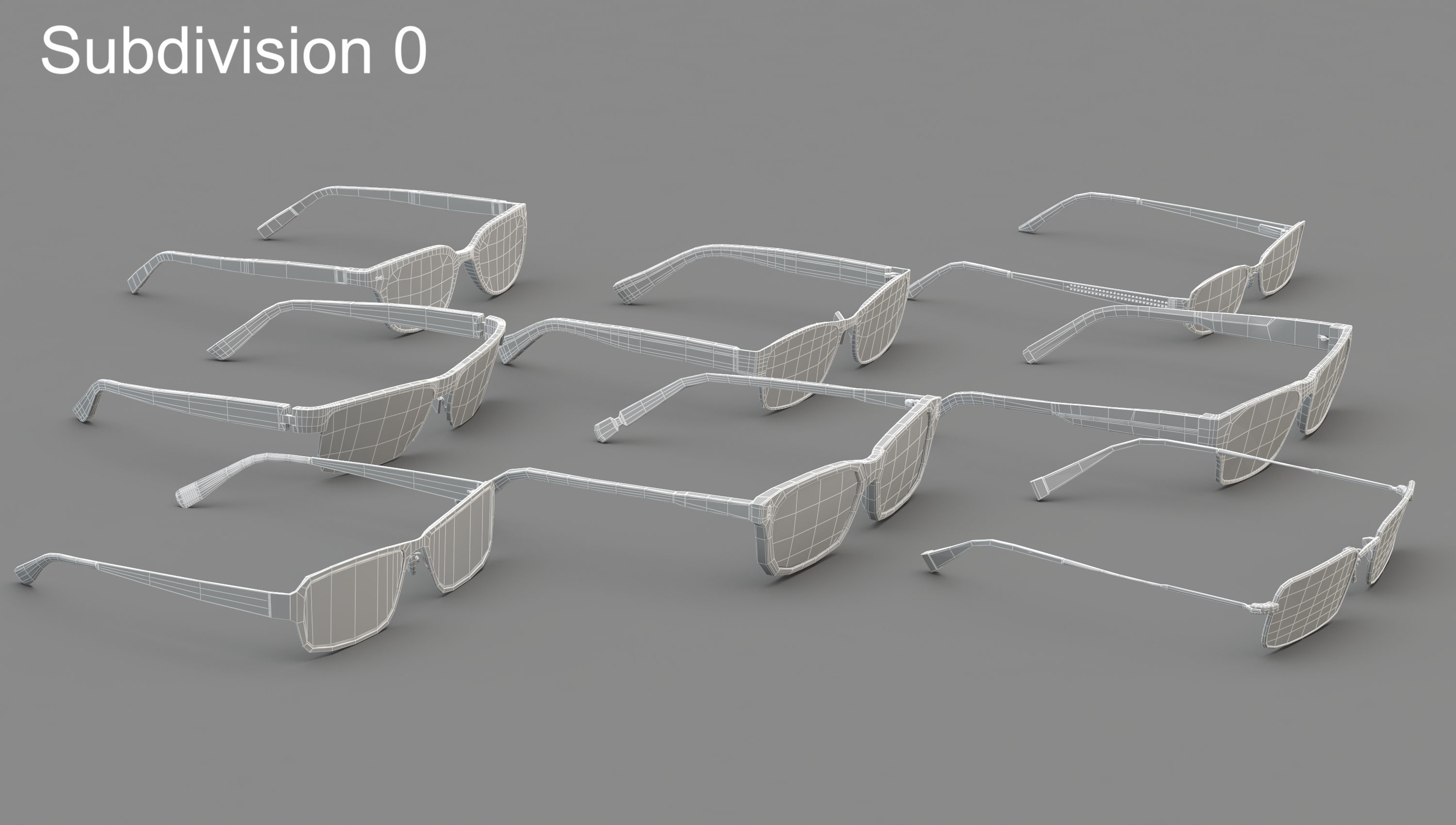 Glasses Set Low-poly 3D model_17