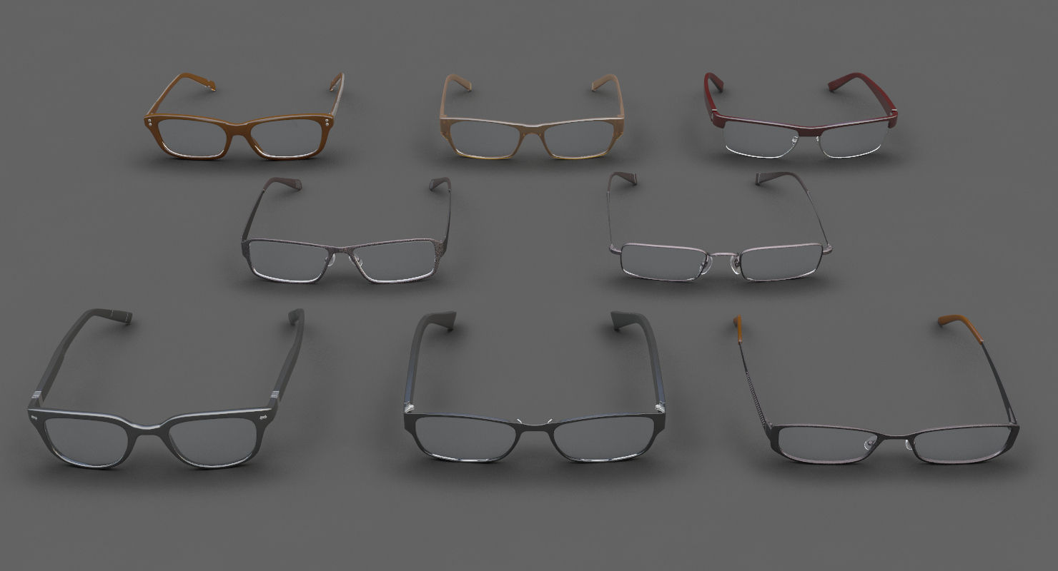 Glasses Set Low-poly 3D model_1