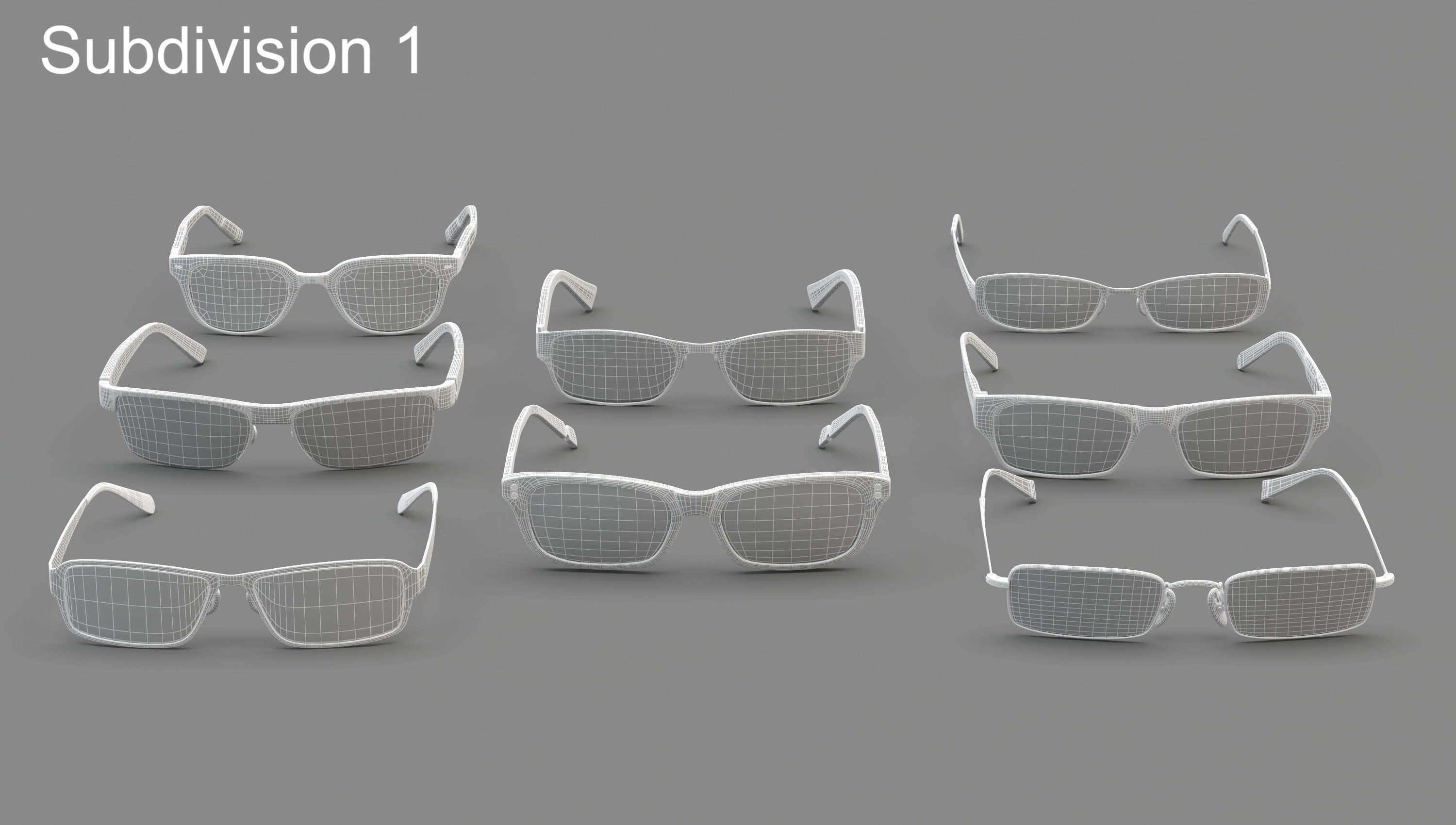 Glasses Set Low-poly 3D model_19