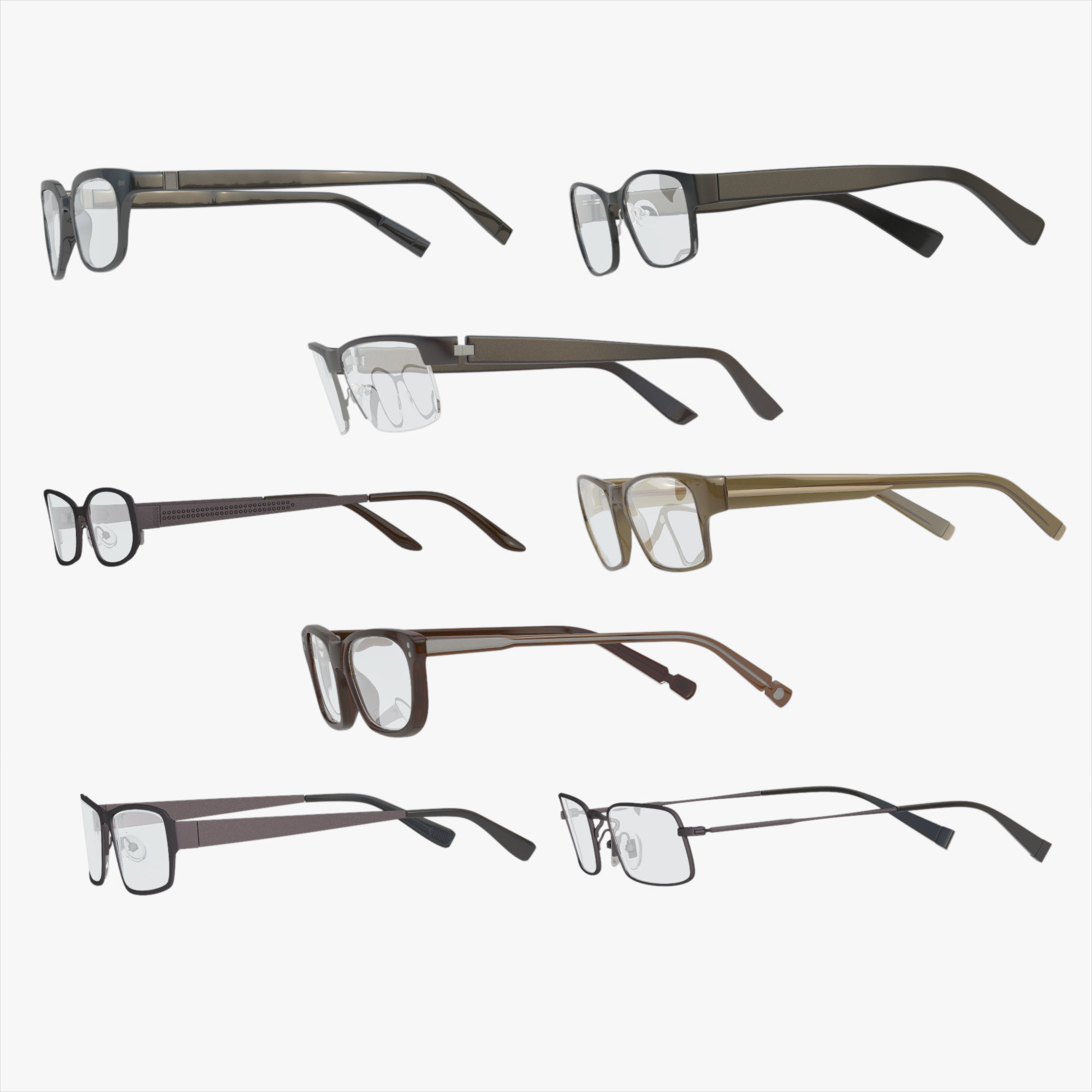 Glasses Set Low-poly 3D model_6