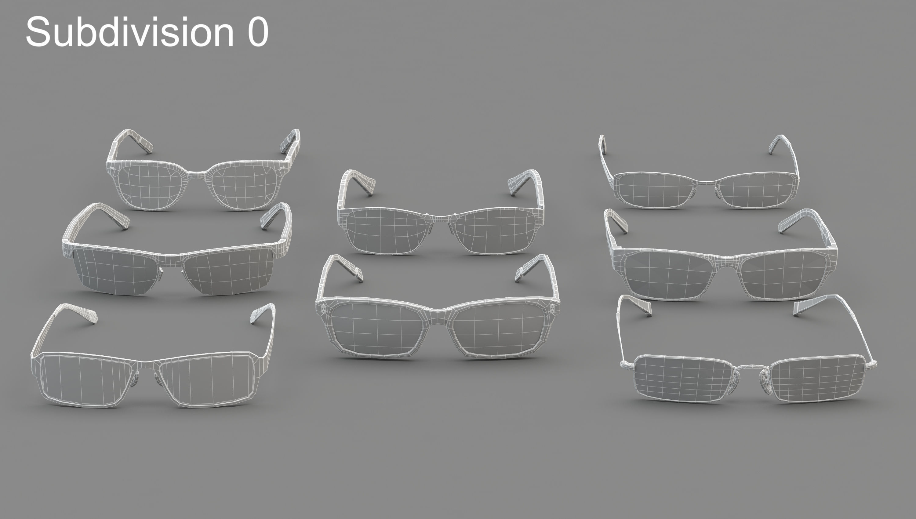 Glasses Set Low-poly 3D model_16